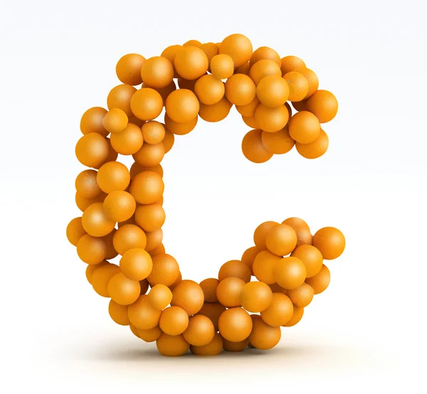 Litera c, czcionki pomarańczowe owoce cytrusowe, białe tło — Zdjęcie stockowe