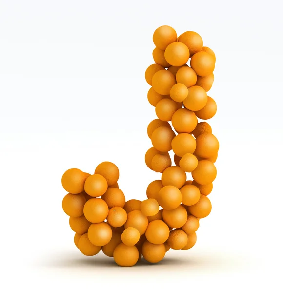 Levél J, betűtípus, citrus, fehér háttér — Stock Fotó