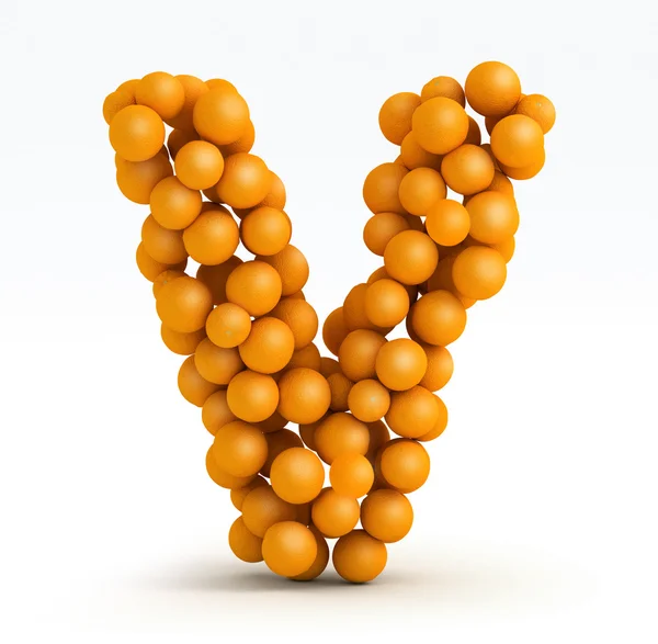 Alfabet v, lettertype van Oranje citrus, witte achtergrond — Stockfoto