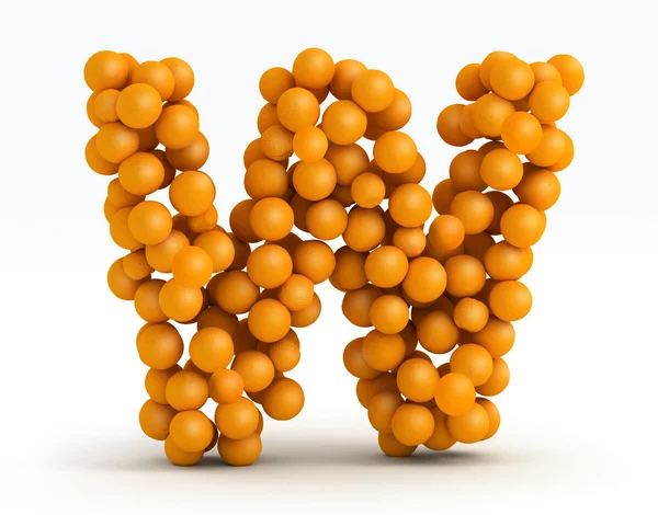 Carta W, fonte de laranja citrinos, fundo branco — Fotografia de Stock