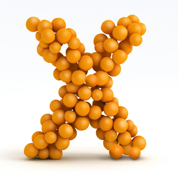 Буква X, шрифт из оранжевых цитрусовых, белый фон — стоковое фото
