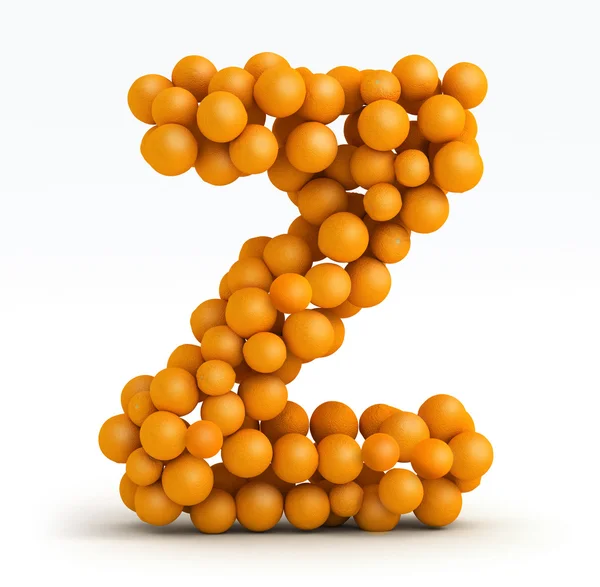 Lettera Z, carattere di agrumi arancioni, sfondo bianco — Foto Stock