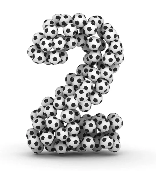 2-es szám a foci futball-labda — Stock Fotó
