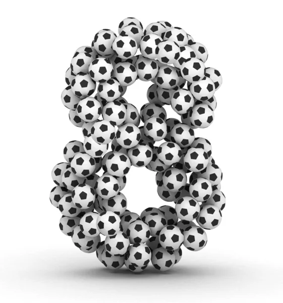 Number 8 from soccer football balls — Stock Photo, Image