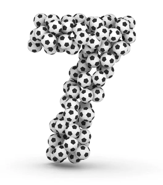 Numero 7 dai palloni da calcio — Foto Stock