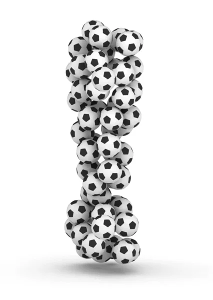 Exclamation mark from soccer football balls — Stock Photo, Image