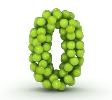 Number 0, tennis balls alphabet clipart