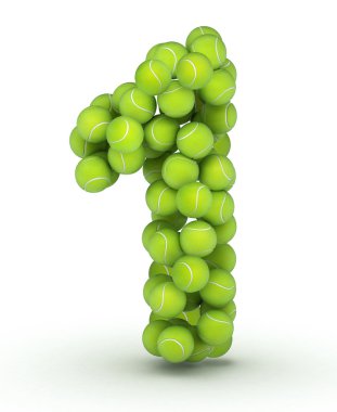 Number 1, tennis balls alphabet clipart