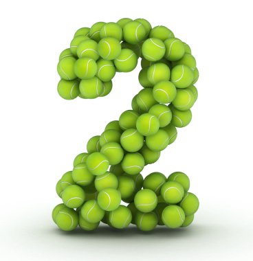 Number 2, tennis balls alphabet clipart