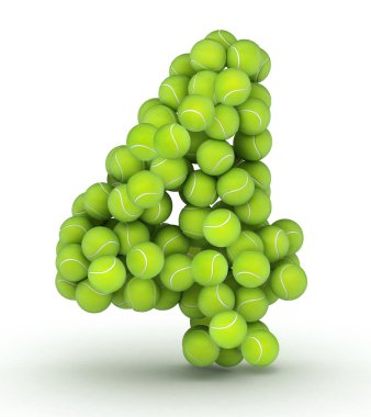 Number 4, tennis balls alphabet clipart