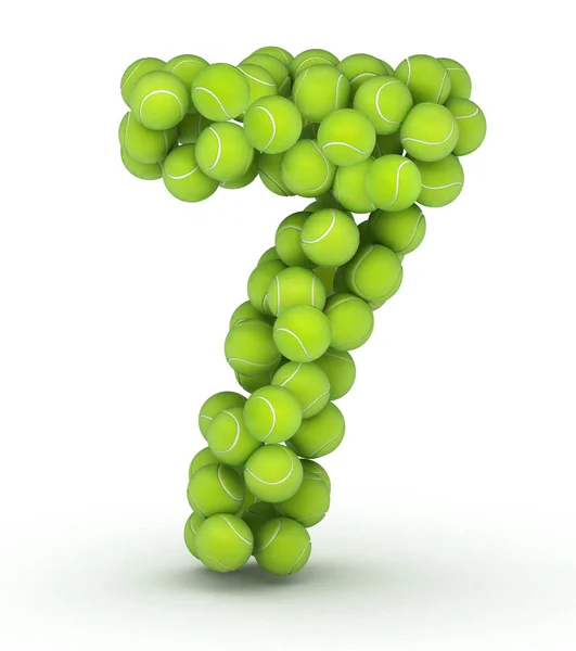 Sayı 7, tenis topları alfabesi — Stok fotoğraf