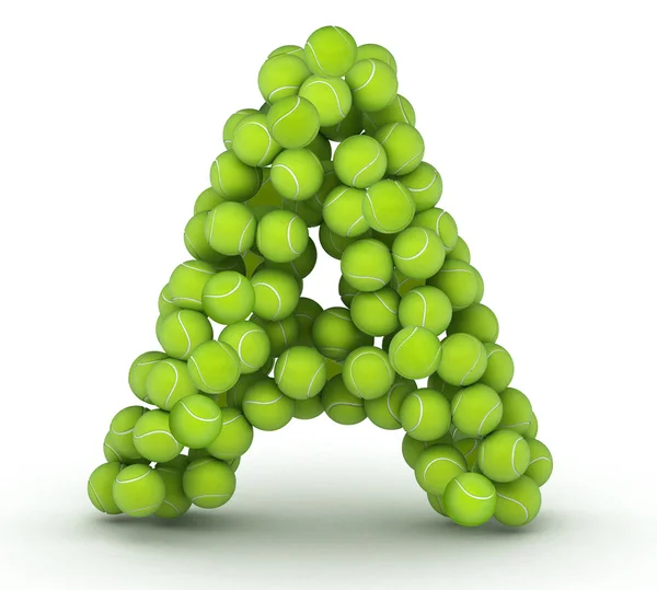 Letter A, tennis balls alphabet — Stock Photo, Image