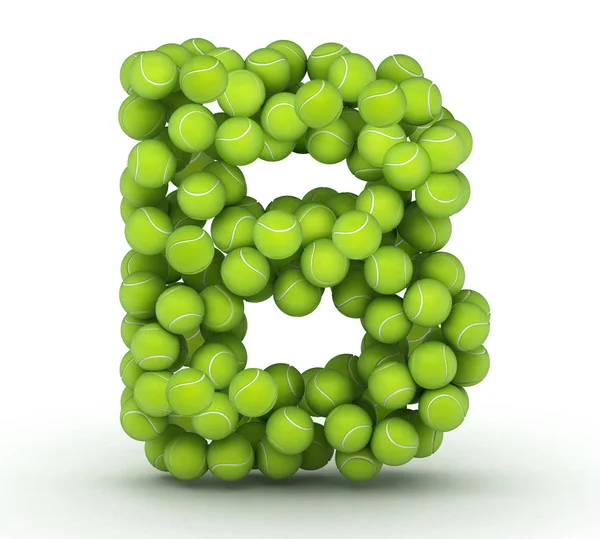 Letter B, tennis balls alphabet — Stock Photo, Image