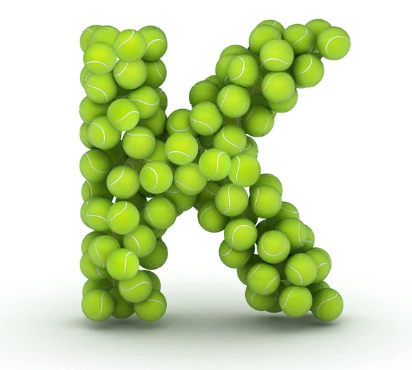 Letter K, tennis balls alphabet — Stock Photo, Image