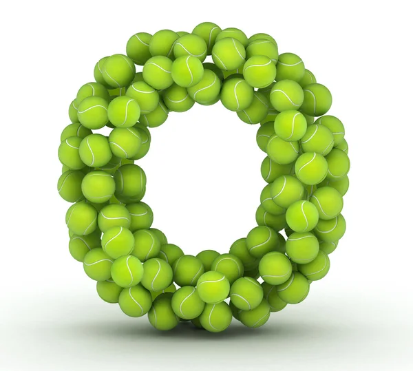Letter O, tennis balls alphabet — Stock Photo, Image