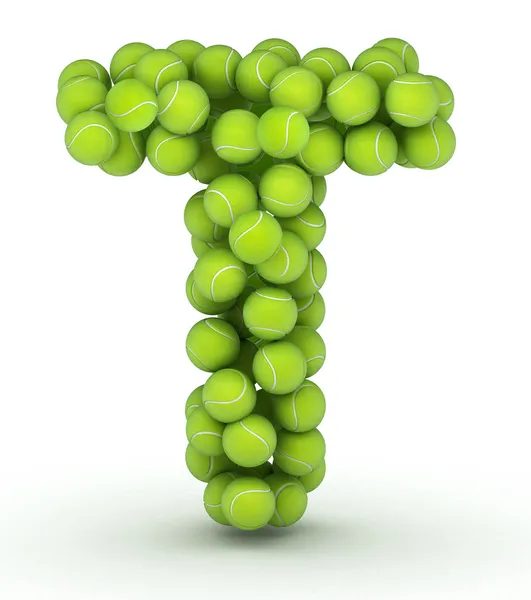 Letter T, tennis balls alphabet — Stock Photo, Image