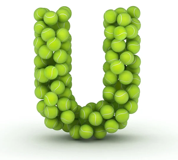 Letter U, tennis balls alphabet — Stock Photo, Image