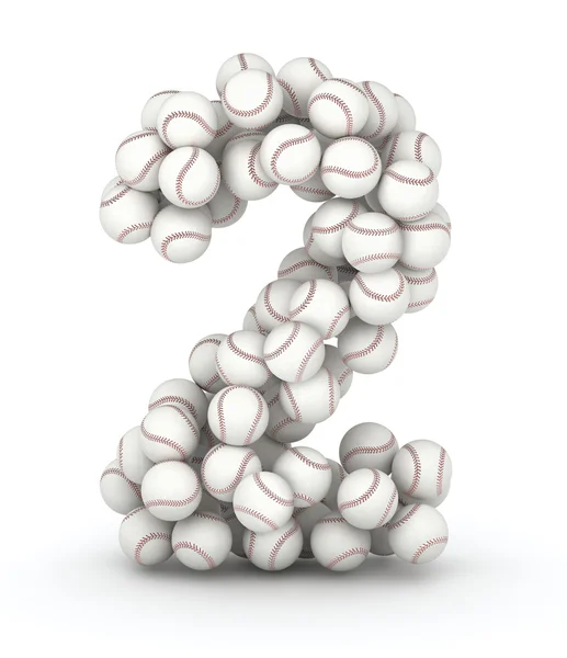 Number 2, baseball balls font — Stock Photo, Image