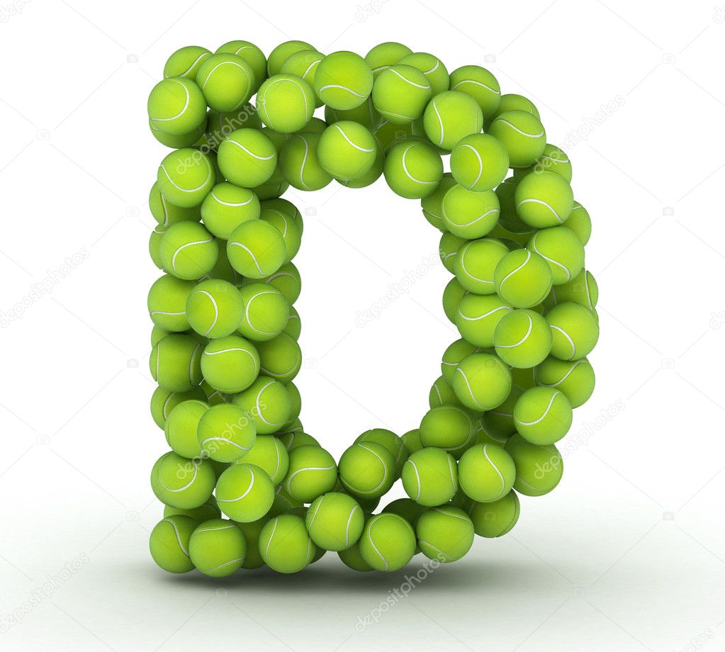 Letter D, tennis balls alphabet