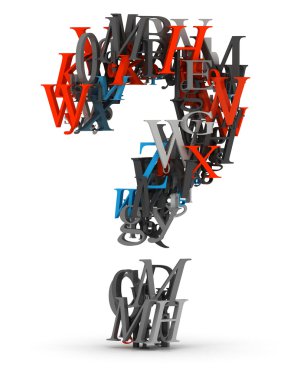 Question mark made from 3d letters clipart