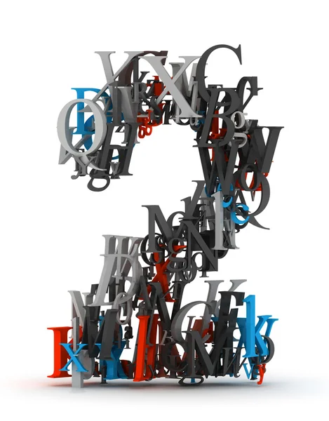 Número 2 hecho de letras 3d — Foto de Stock