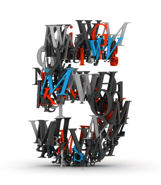 Number 5 made from 3d letters — Stock Photo, Image