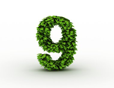 9 numara alfabe yeşil yaprak