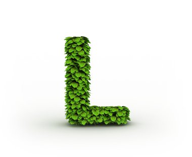 Letter L, alphabet of green leaves clipart