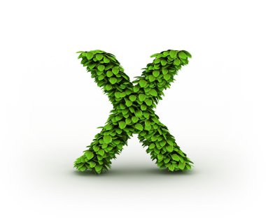 mektup x, alfabe yeşil yaprak