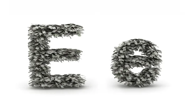 Dollars leafs letter E — Stock Photo, Image