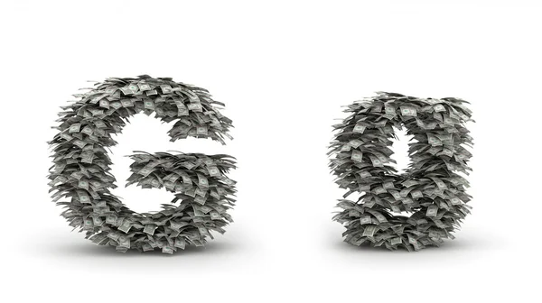 Dollars leafs letter G — Stock Photo, Image
