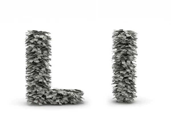 ตัวอักษร L ดอลลาร์ — ภาพถ่ายสต็อก