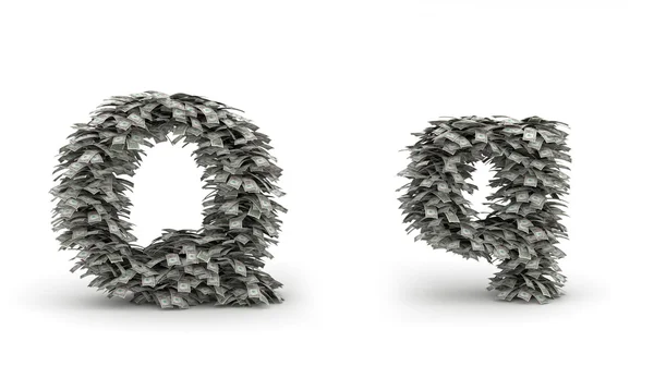 Dolari frunze litera Q — Fotografie, imagine de stoc