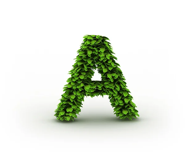Letter A, alphabet of green leaves — Stock Photo, Image