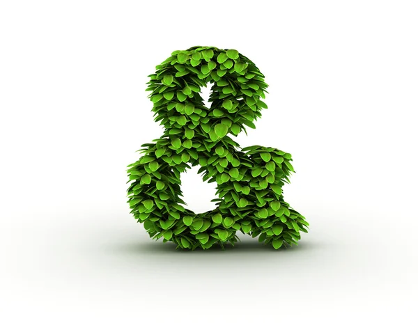 Ampersand sign, alphabet of green leaves — Stock Photo, Image