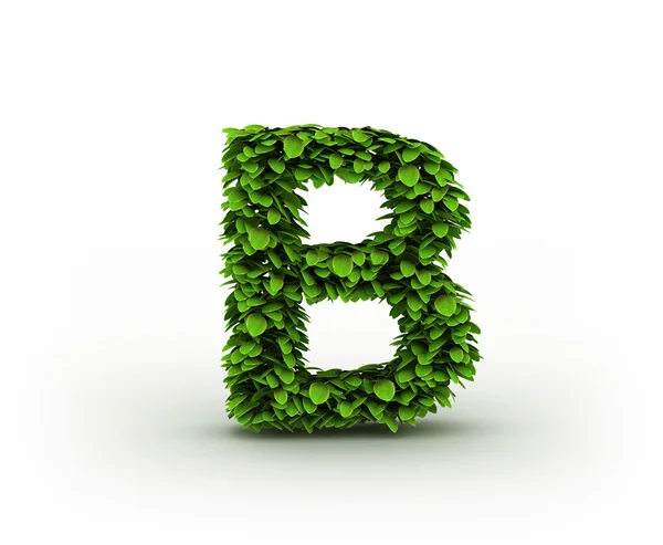 Letter B, alphabet of green leaves — Stock Photo, Image