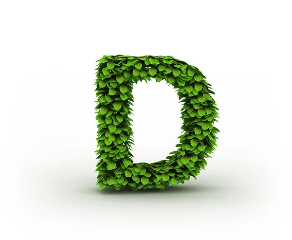 Písmeno d, abeceda zelené listy — 图库照片