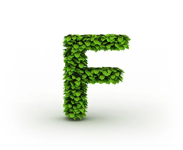 Bokstaven f, alfabet av gröna blad — Stockfoto