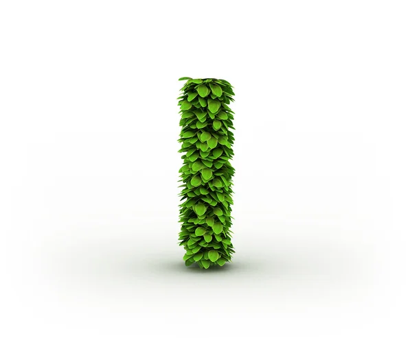 De letter i, alfabet van groene bladeren — Stockfoto