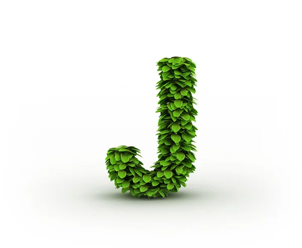Letter J, alphabet of green leaves — Stock Photo, Image