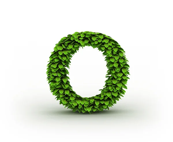 Litera o, alfabet zielonych liści — Zdjęcie stockowe