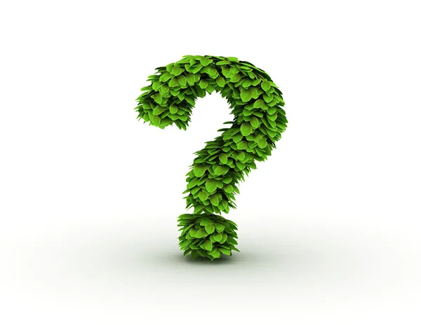 Знак вопроса, алфавит зеленых листьев — стоковое фото