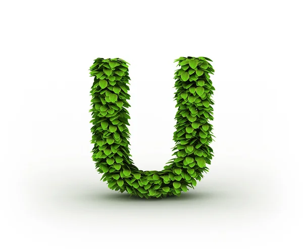 Буква U, алфавит зелёных листьев — стоковое фото