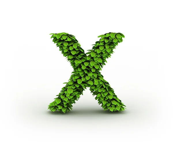 Písmeno x, abeceda zelených listů — Stock fotografie