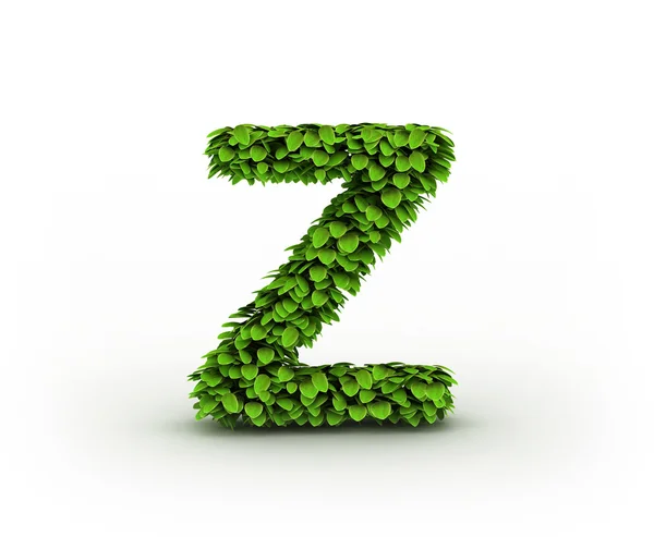 Буква Z, алфавит зелёных листьев — стоковое фото