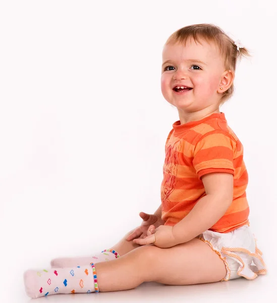 Pretty nice little girl. Close-up in the studio — Stock Photo, Image