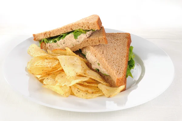 stock image Tuna sandwich and potato chips