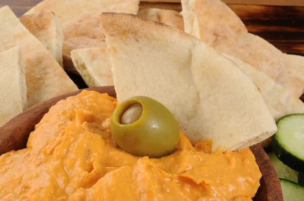 Hummus s pita chlebem — Stock fotografie
