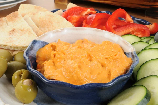 Hummus snack platter — Stock Photo, Image