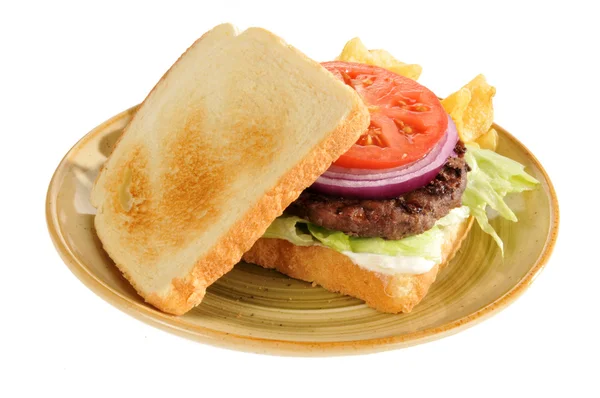 Home cook hamburger on toast — Stock Photo, Image